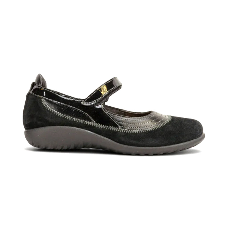 Naot Kirei (11042) - Black Madras Leather/Black Suede Womens Shoes