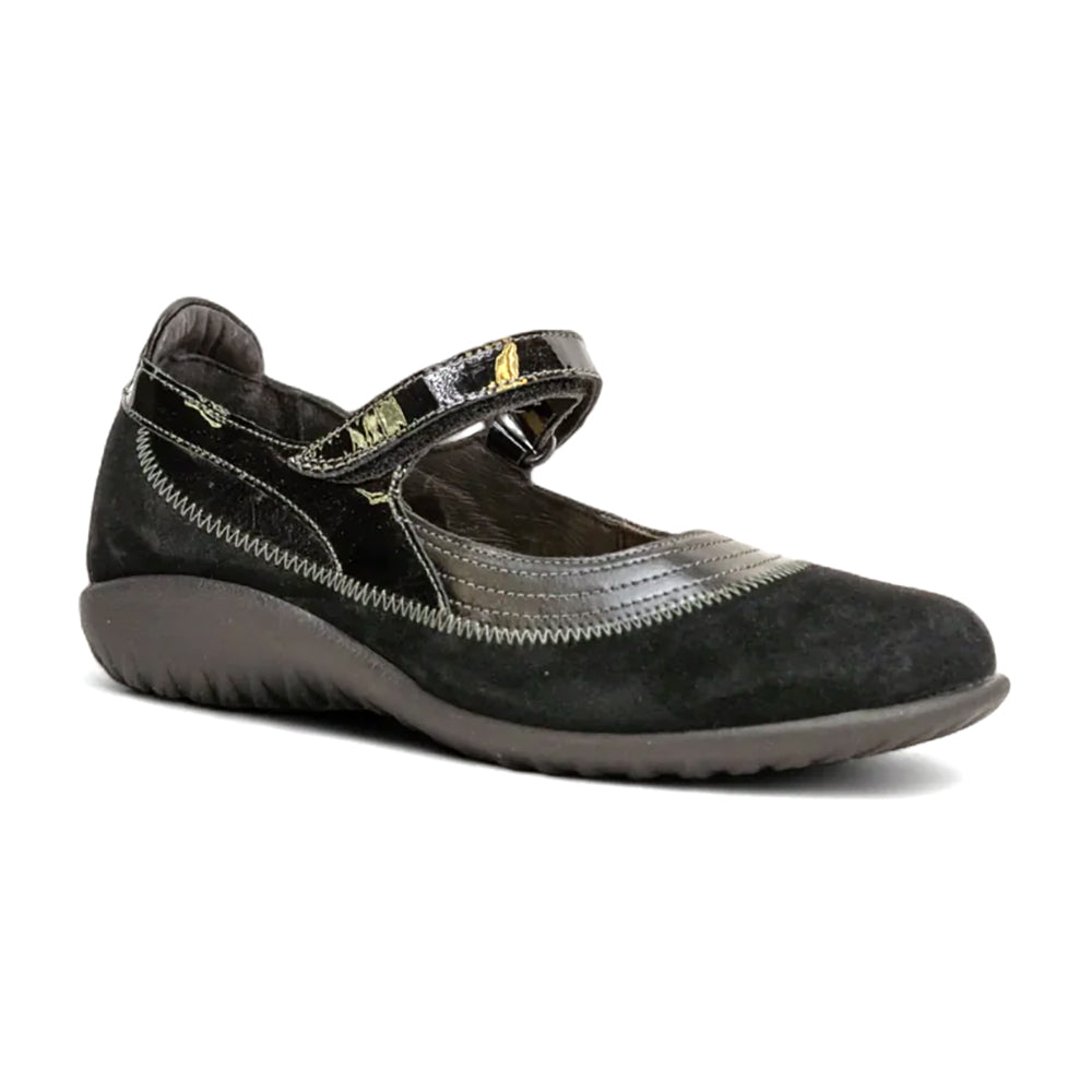 Naot Kirei (11042) - Black Madras Leather/Black Suede Womens Shoes
