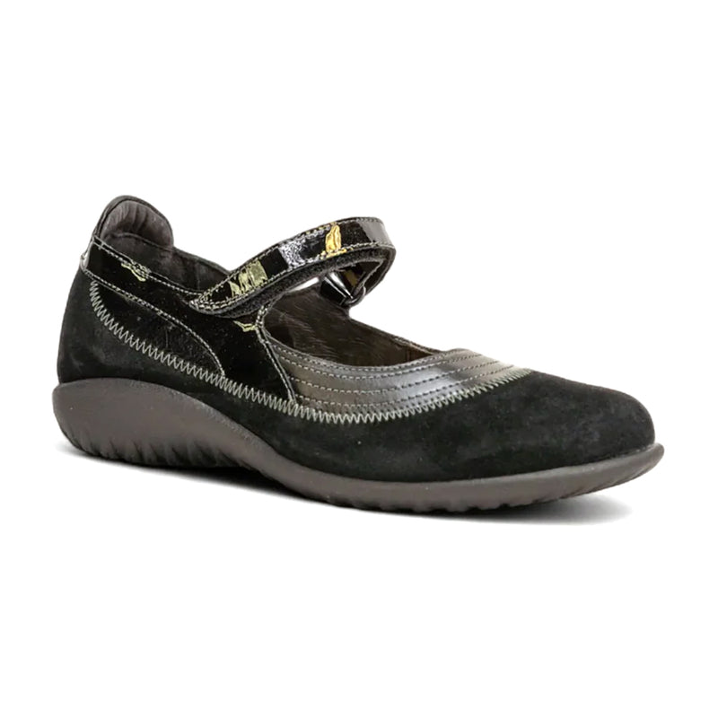Naot Kirei (11042) - Black Madras Leather/Black Suede Womens Shoes