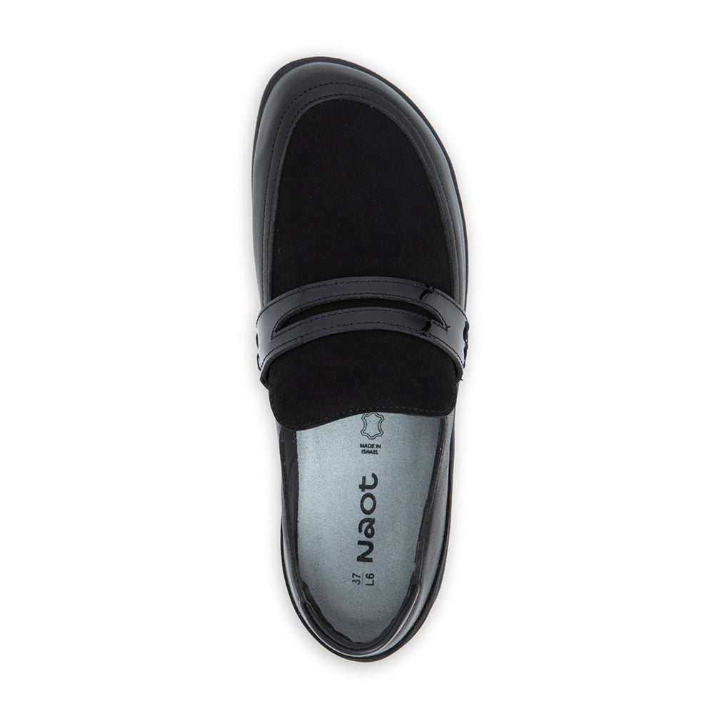 Naot Kiso Black Leather Suede Loafer Oxford NTK Black Combo 