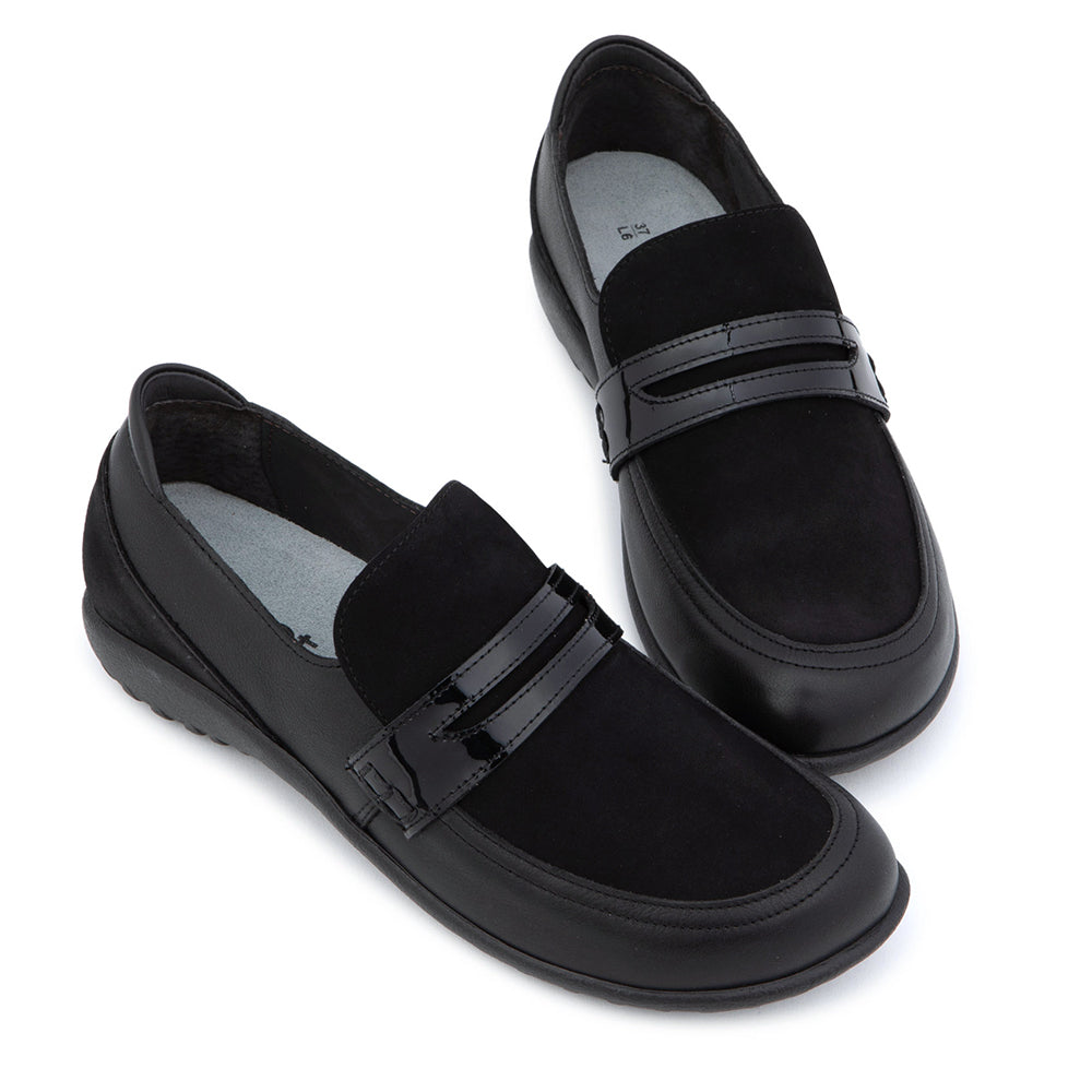 Naot Kiso Black Leather Suede Loafer Oxford NTK Black Combo 