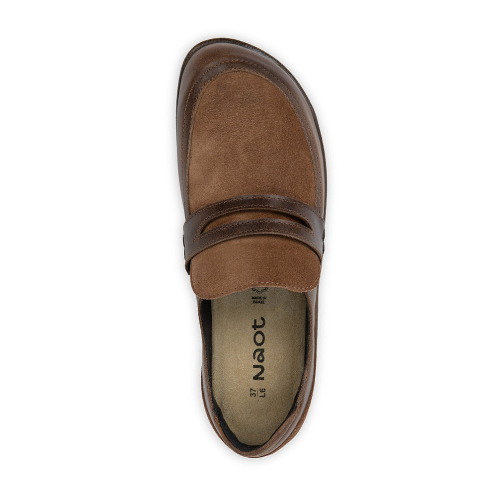 Naot Kiso Truffle Brown Cedar Suede SPD Loafer Oxford 