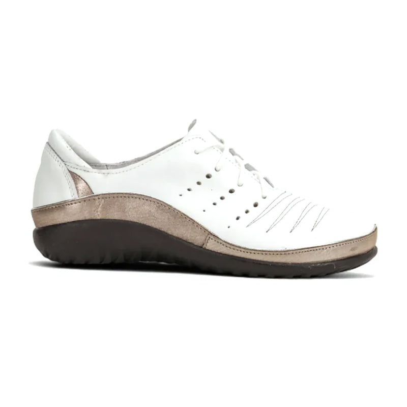 Naot Kumara (11450) Womens Shoes White Leather/Silver Threads Leather