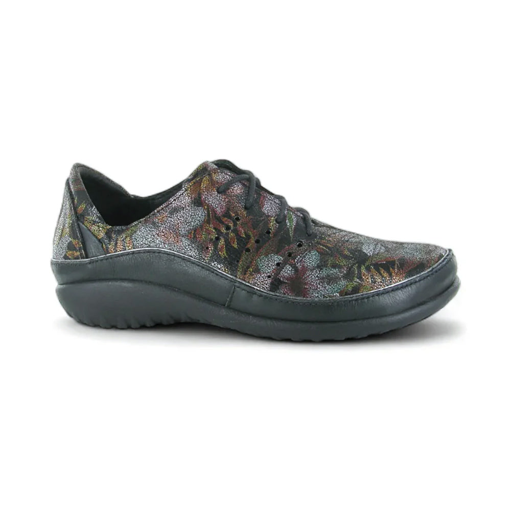 Dark Floral Leather/Shiny Black Leather