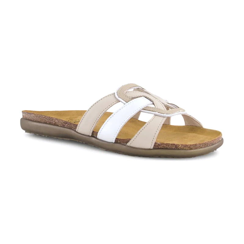 Naot Liv Slip-On Flat Sandal (105150) Womens Shoes SOFT IVORY LTHR/WHITE PEARL LTHR/SOFT BEIGE LTHR