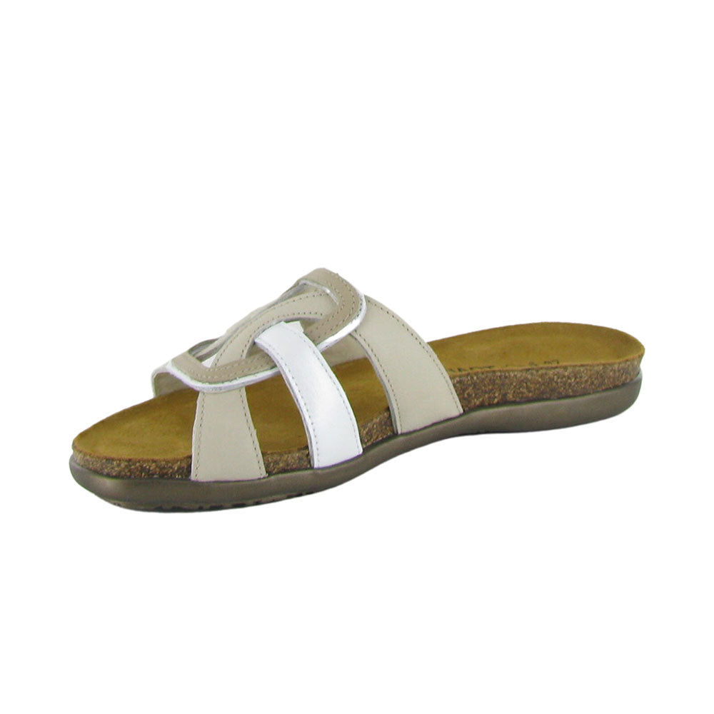 Naot Liv Slip-On Flat Sandal (105150) Womens Shoes SOFT IVORY LTHR/WHITE PEARL LTHR/SOFT BEIGE LTHR
