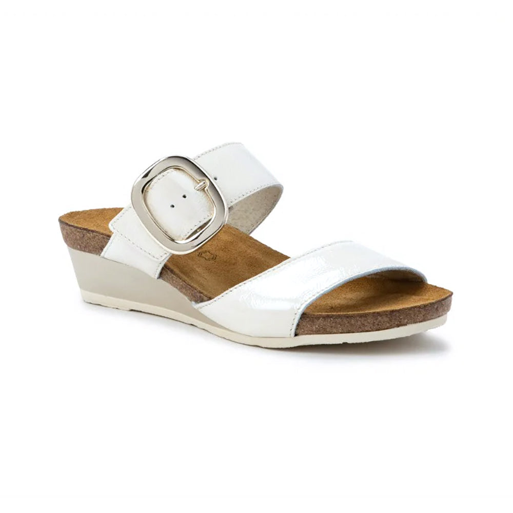 Naot Magic Slide Womens Shoes IVORY CRINKLE PATENT