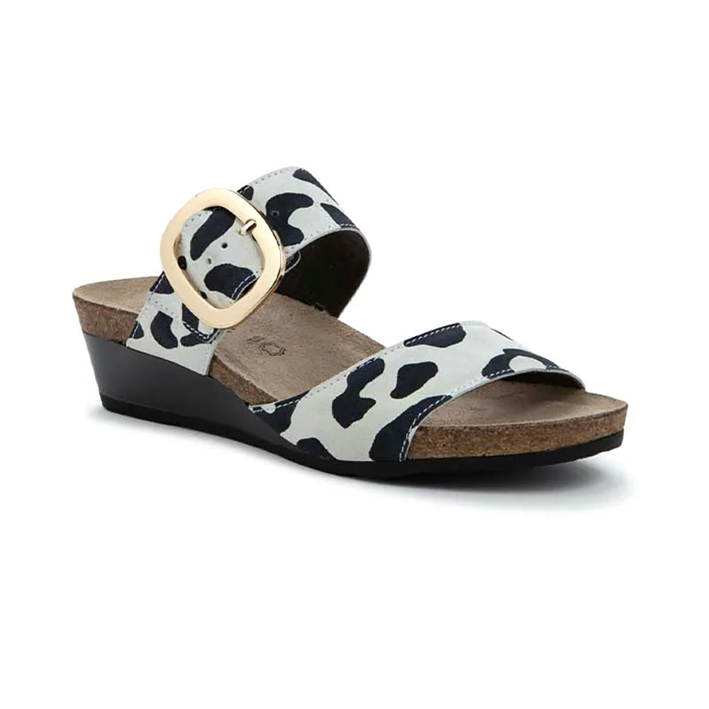 Naot Magic Slide Womens Shoes White Leopard Suede