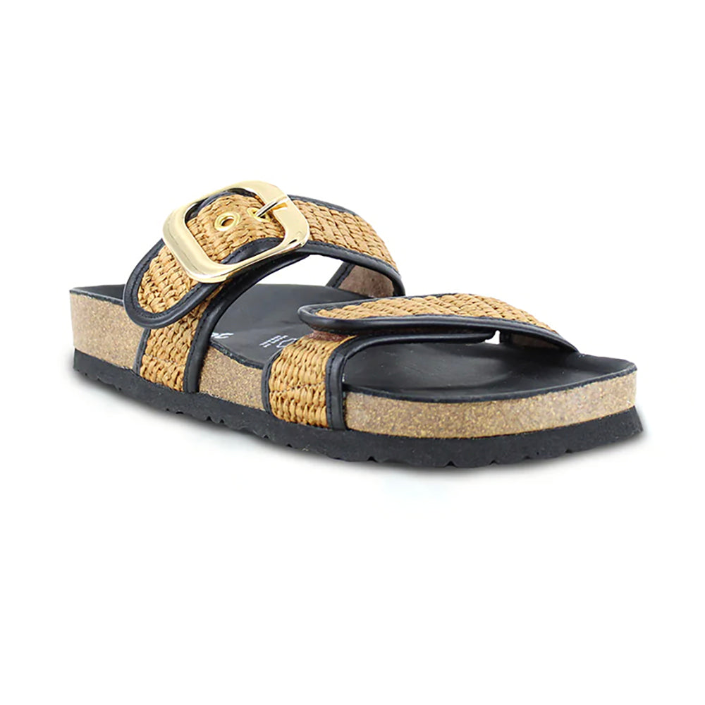 Naot Nashville Sandal Womens Shoes Sft Blk Lthr w/ Raffia