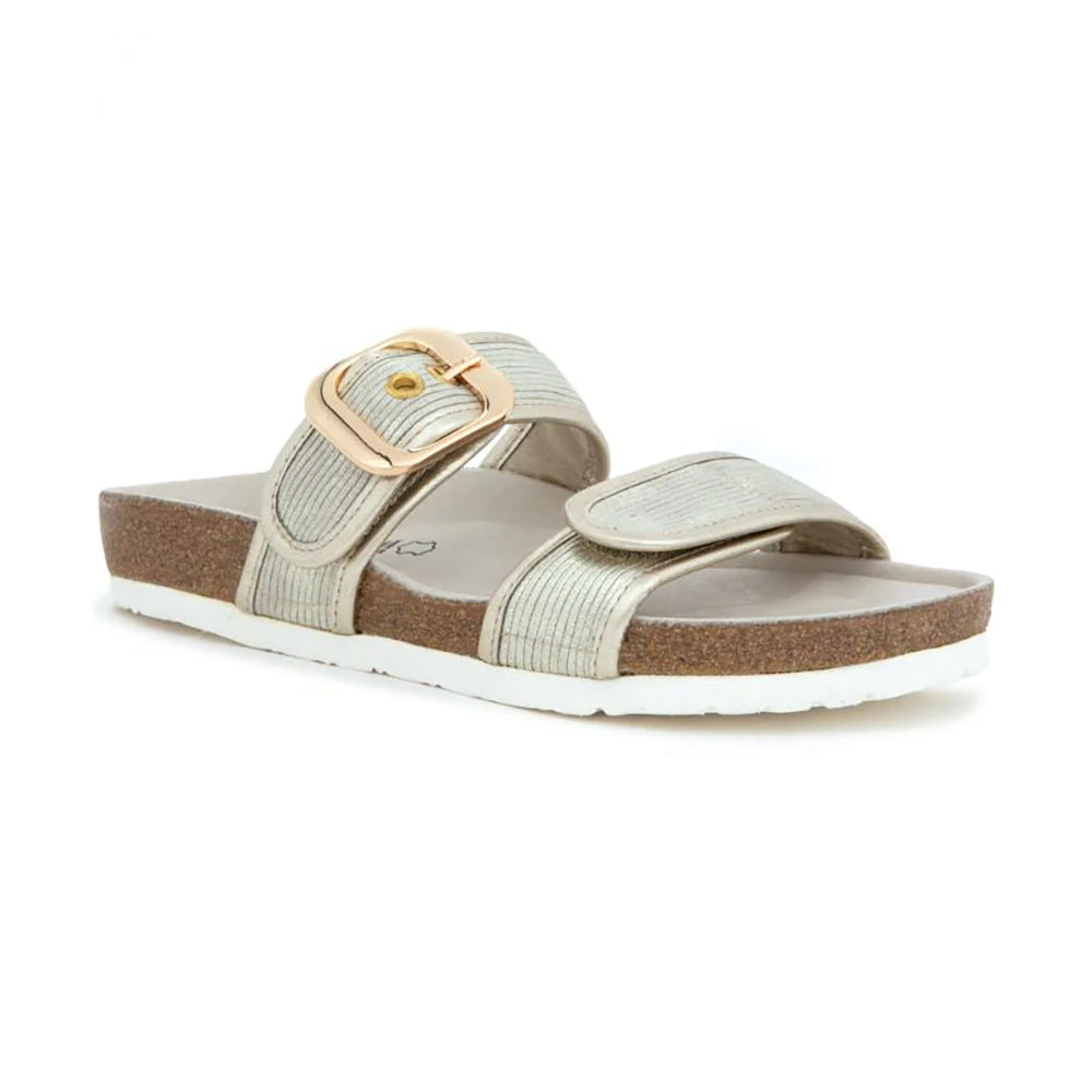 Naot Nashville Sandal Womens Shoes Platinum Stripe w/ Gold
