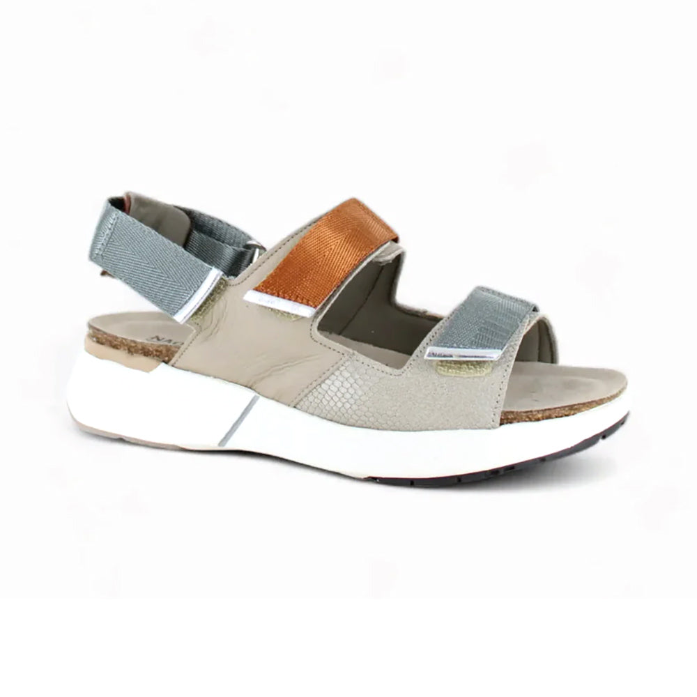 Naot Odyssey Sandal Womens Shoes Beige Lizard/Soft Beige/Chestnut/Silver