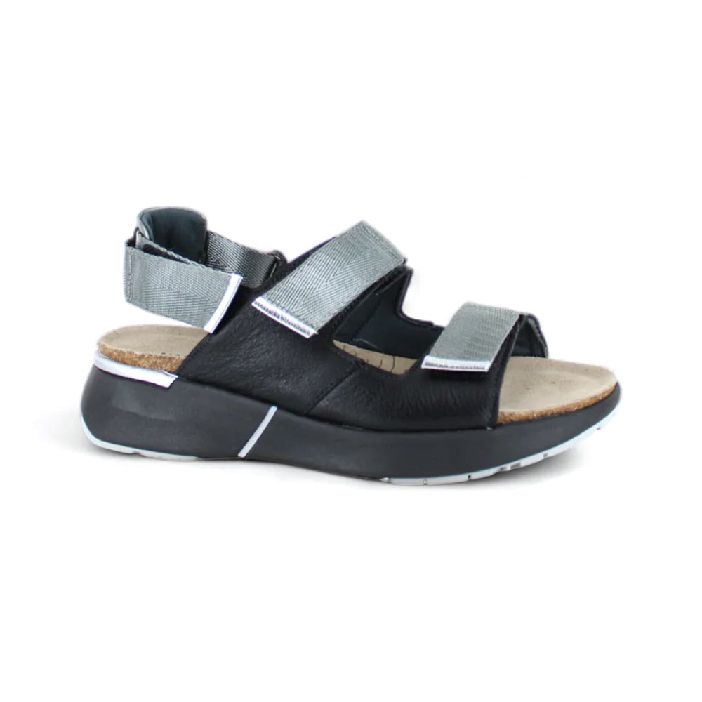 Naot Odyssey Sandal Womens Shoes Soft Black/Sterling/Soft Silver