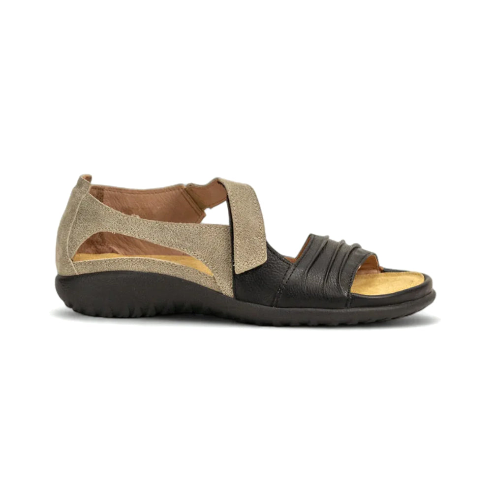 Naot Papaki (11125) Womens Shoes Soft Black Leather/Speckled Beige Leather