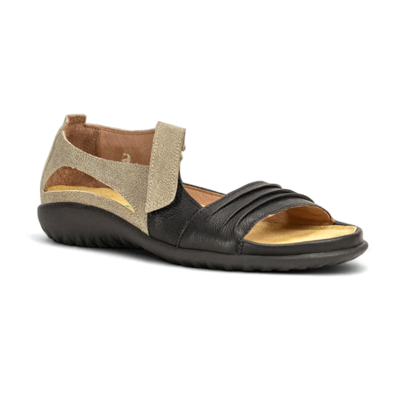 Naot Papaki (11125) Womens Shoes Soft Black Leather/Speckled Beige Leather