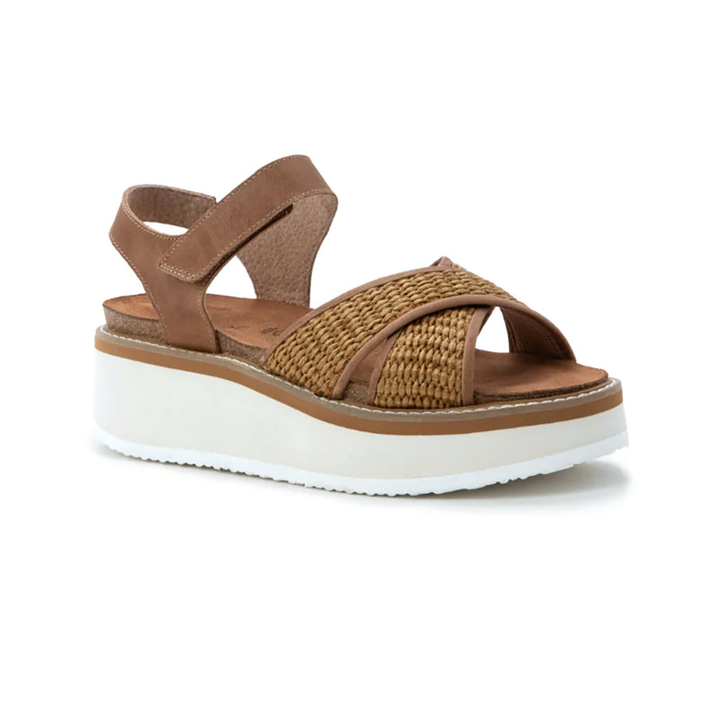 Naot Pavlova Sandal Womens Shoes Latte Brn Lthr w/Raffia