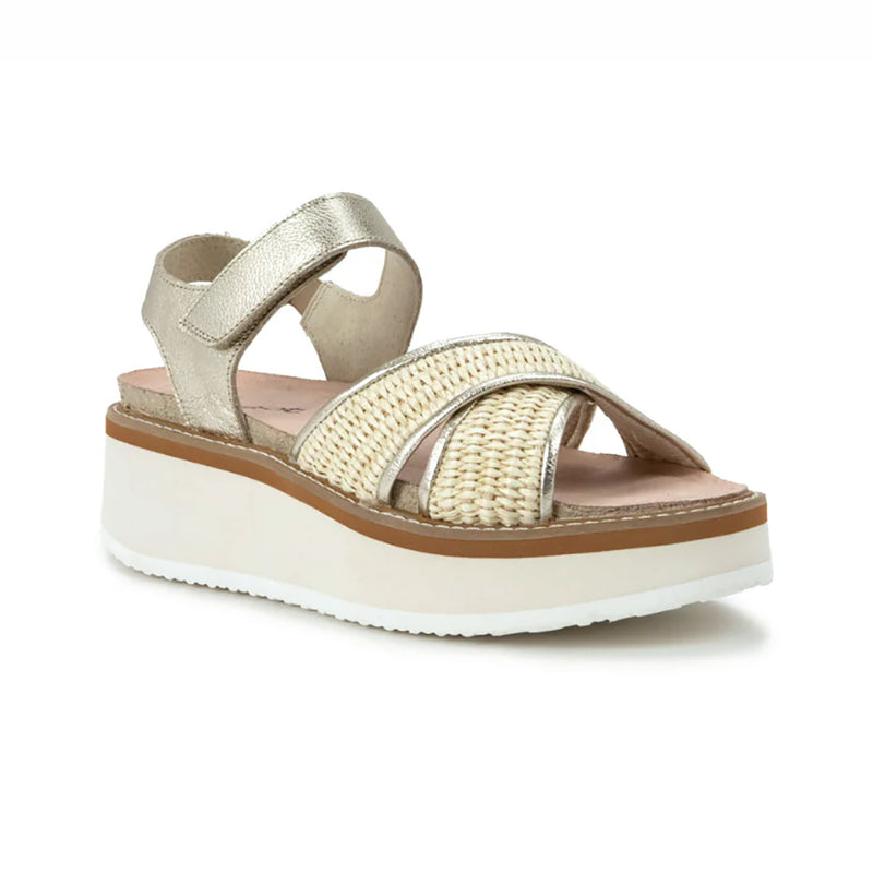 Naot Pavlova Sandal Womens Shoes Rdnt Gold Lthr w/Raffia