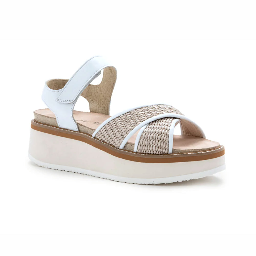 Naot Pavlova Sandal Womens Shoes White Leather w/Raffia