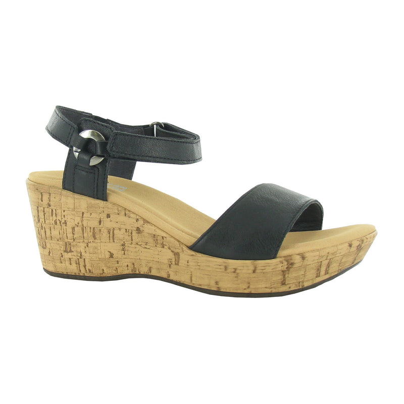 Naot Pier Wedge Sandal (87110) Womens Shoes Soft Black Leather