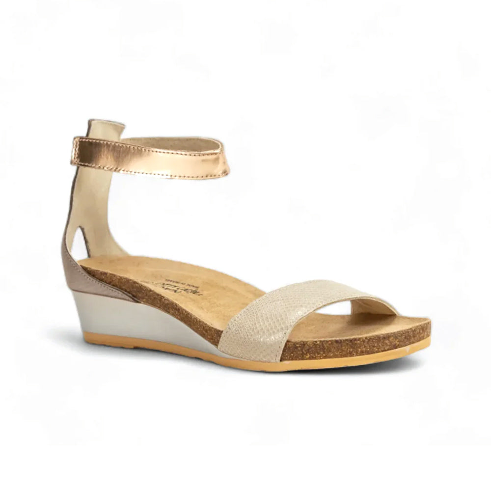 Naot Pixie Sandal (5016) - Beige Lizard / Silver / Rose Gold Womens Shoes Beige Lizard/Silver/Rose Gold