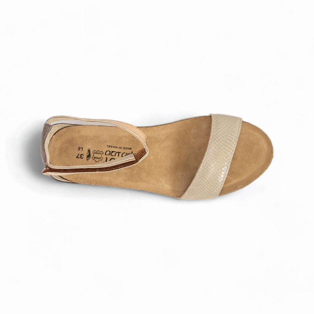 Naot Pixie Sandal (5016) - Beige Lizard / Silver / Rose Gold Womens Shoes