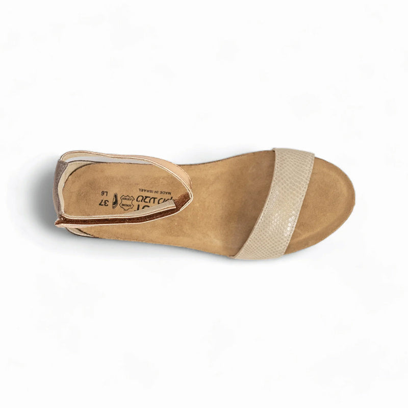 Naot Pixie Sandal (5016) - Beige Lizard / Silver / Rose Gold Womens Shoes
