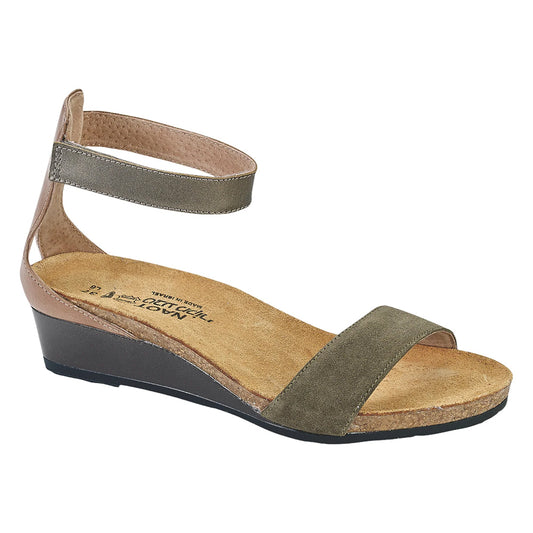 Naot Pixie Sandal (5016) - Oily Olive / Arizona Tan / Pewter Womens Shoes Oily Olive/Arizona Tan/Pewter