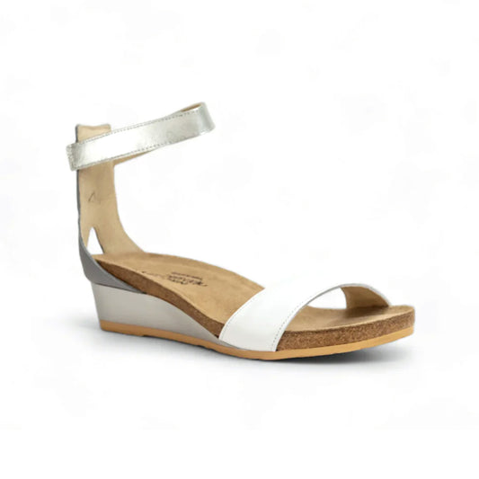 Naot Pixie Sandal (5016) - White / Slate / Silver Womens Shoes White/Slate/Silver