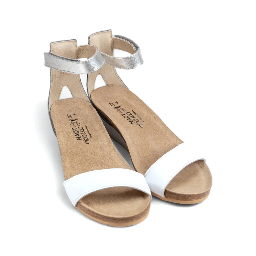 Naot Pixie Sandal (5016) - White / Slate / Silver Womens Shoes