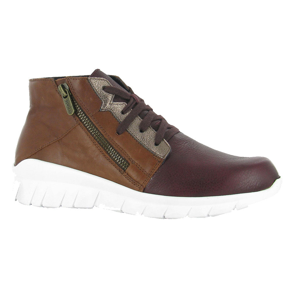 Naot Polaris Sneaker (18022) Womens Shoes Soft Bordeaux Leather/Soft Chestnut Leather/Radiant Copper Leather