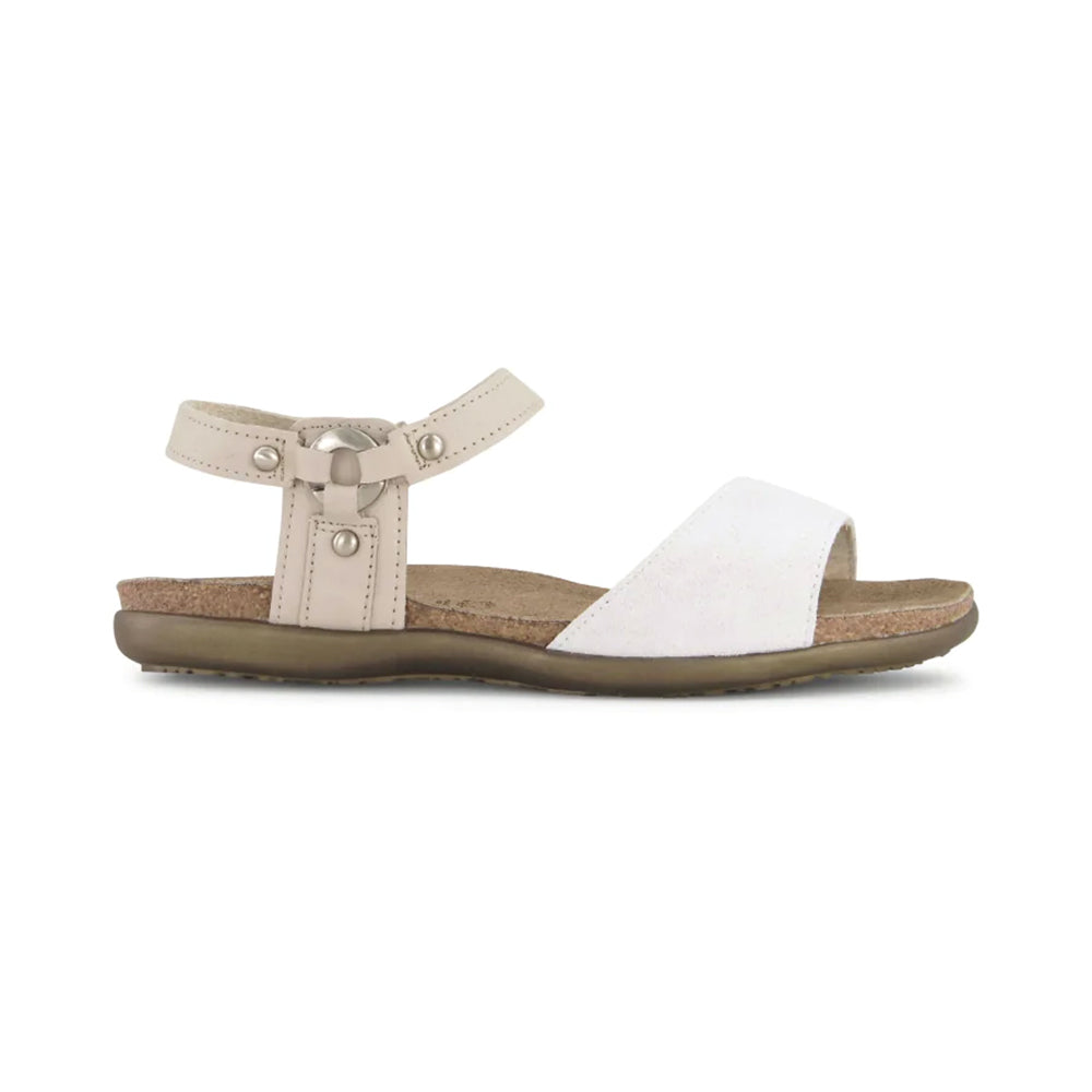 Naot Sabrina Sandal Womens Shoes WHITE SUEDE/SOFT IVORY LTHR