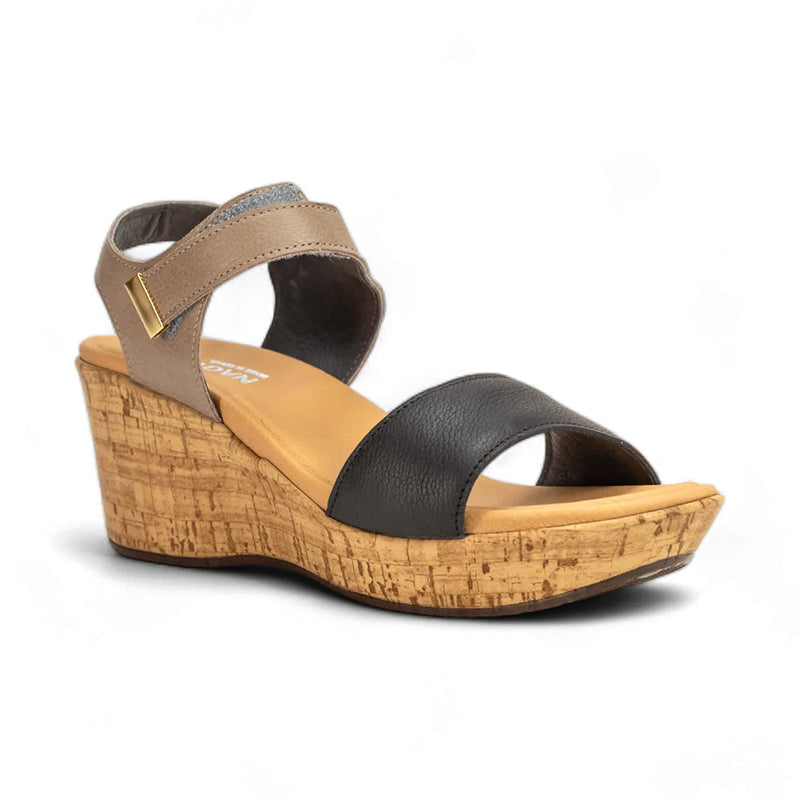 Naot Summer Backstrap Wedge (87005) Womens Shoes Soft Black/Soft Stone