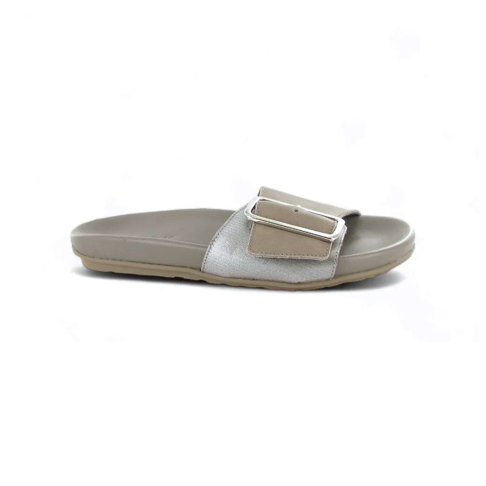 Naot Tahiti Slide Sandal Womens Shoes Soft Stone/Silver Threads