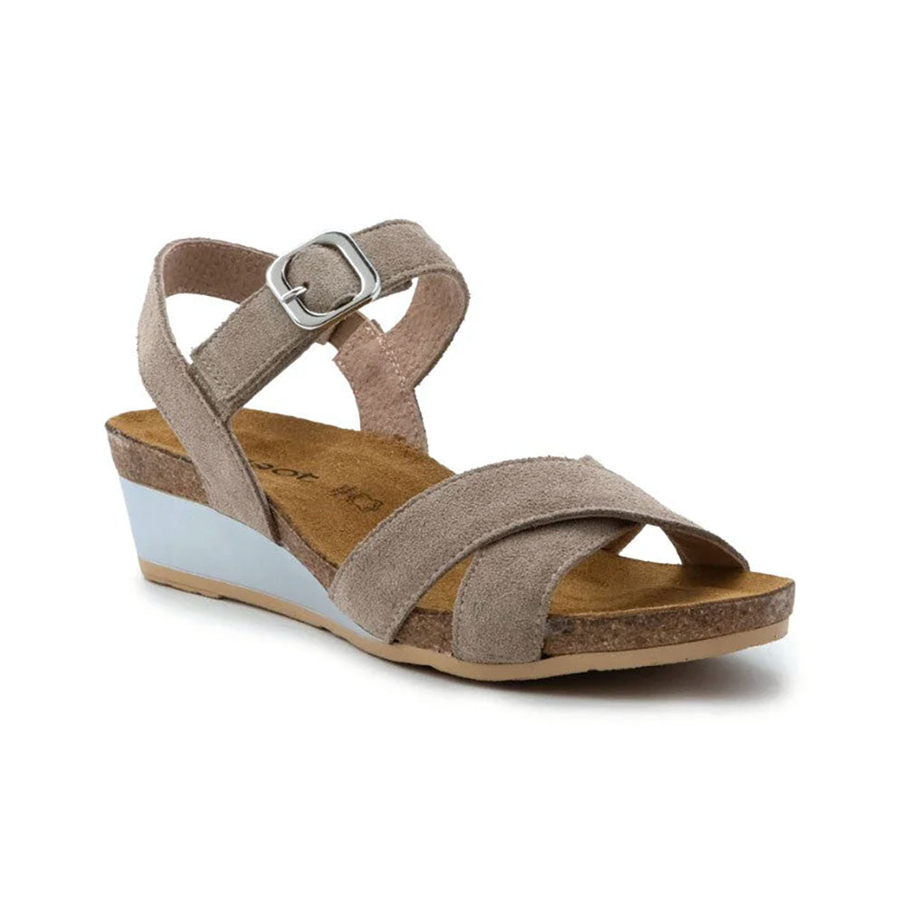 Naot Throne Kitten Wedge (104121) Womens Shoes Almond Suede