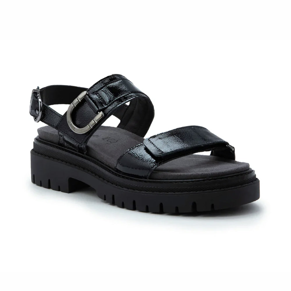 Naot Trinity Sandal Womens Shoes BLACK CRINKLE PATENT