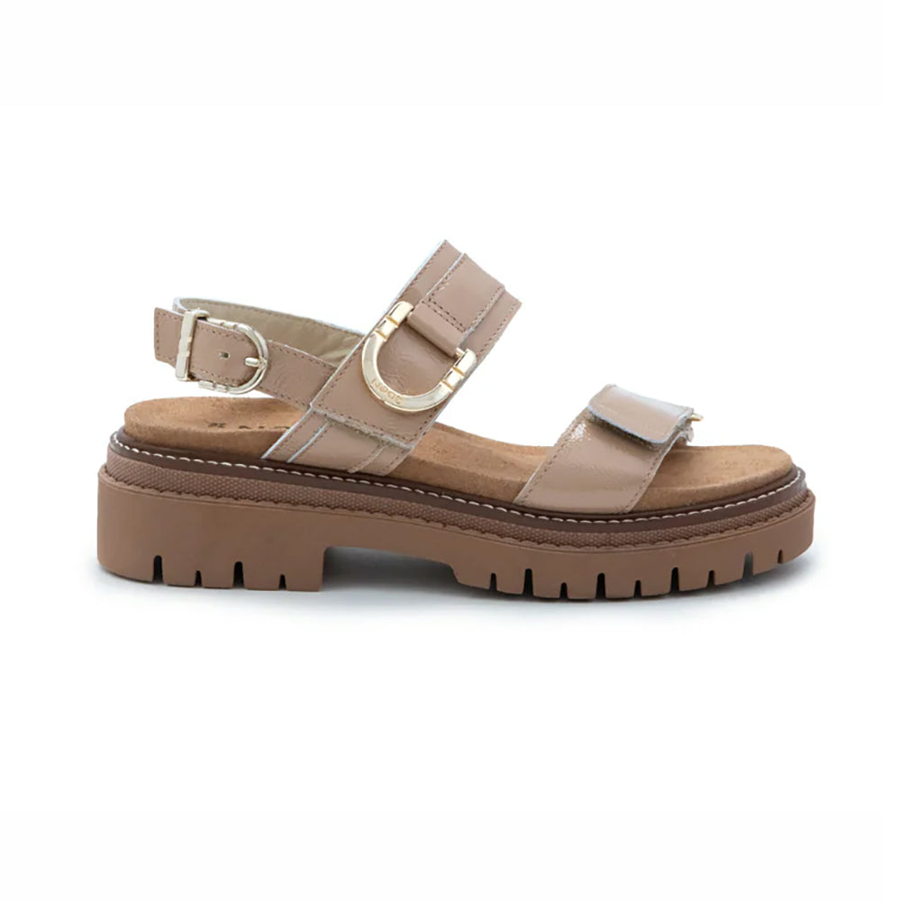 Naot Trinity Sandal Womens Shoes CAMEL CRINKLE PATENT