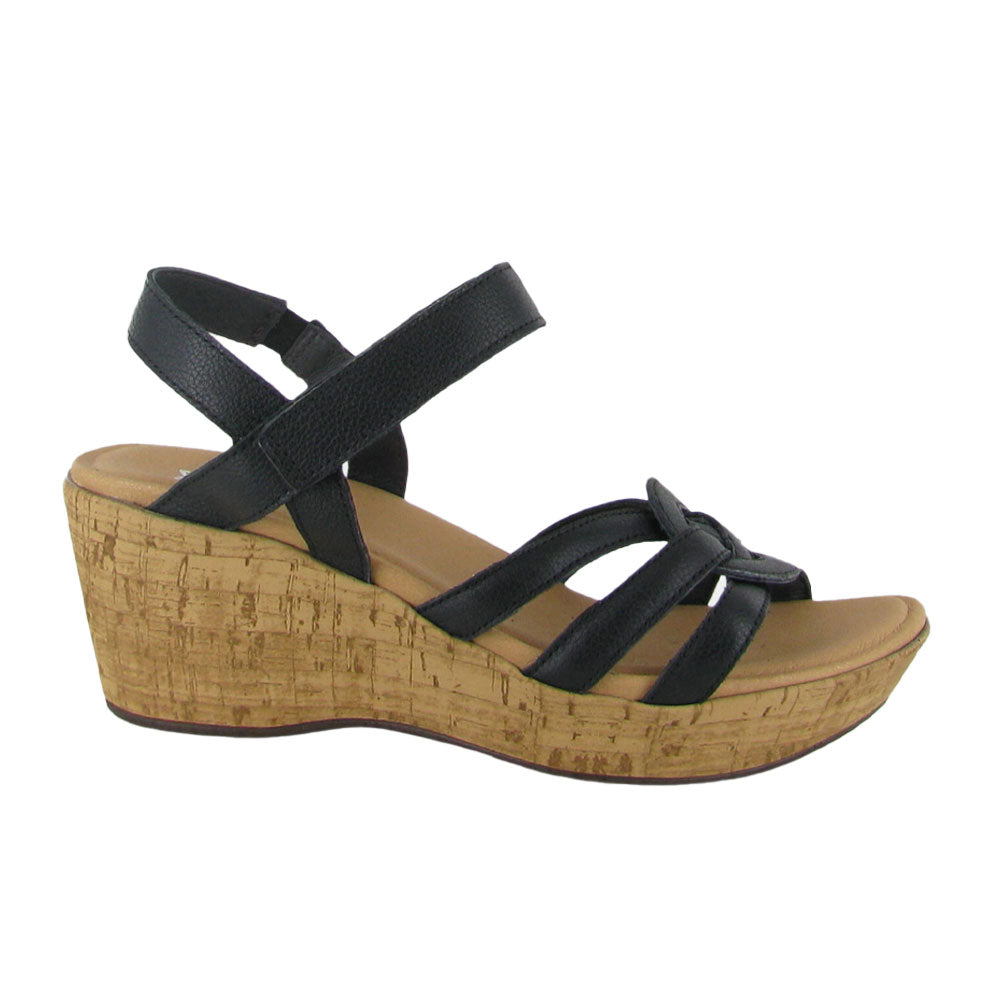 Naot Tropical Wedge Sandal (112113) Womens Shoes Soft Black Leather