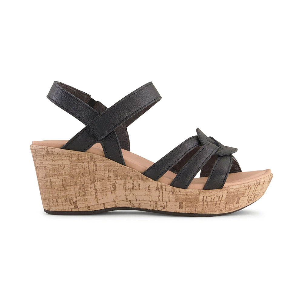 Naot Tropical Wedge Sandal (112113) Womens Shoes Soft Black Leather