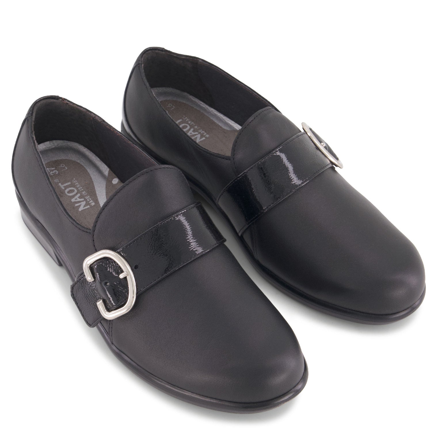 Naot Viscol Womens Shoes JET BLK LTH/BLK CRIN PAT