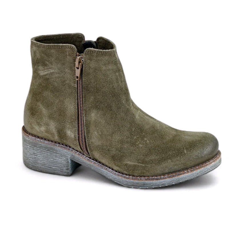 Brushed Oily Olive Suede