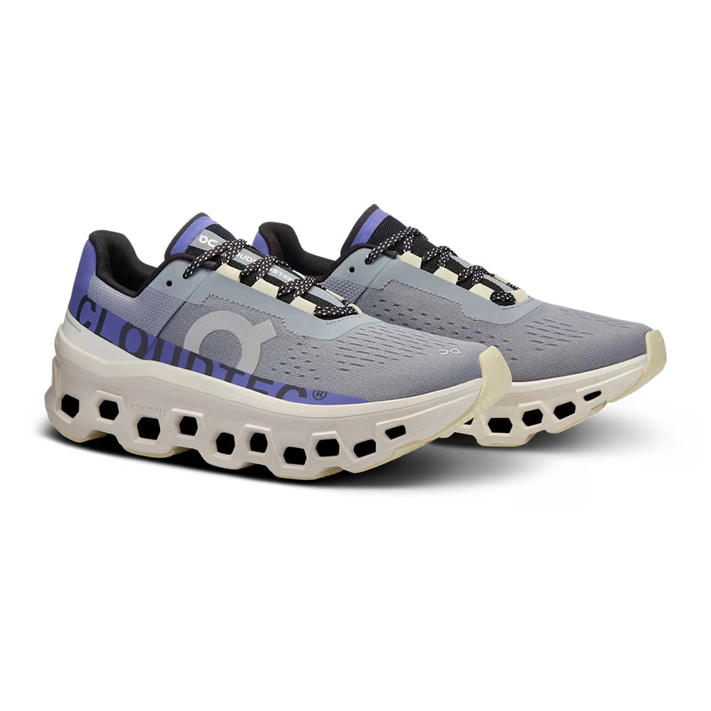 ON Running Cloudmonster Womens - Mist / Blueberry Womens Shoes Mist/Blueberry
