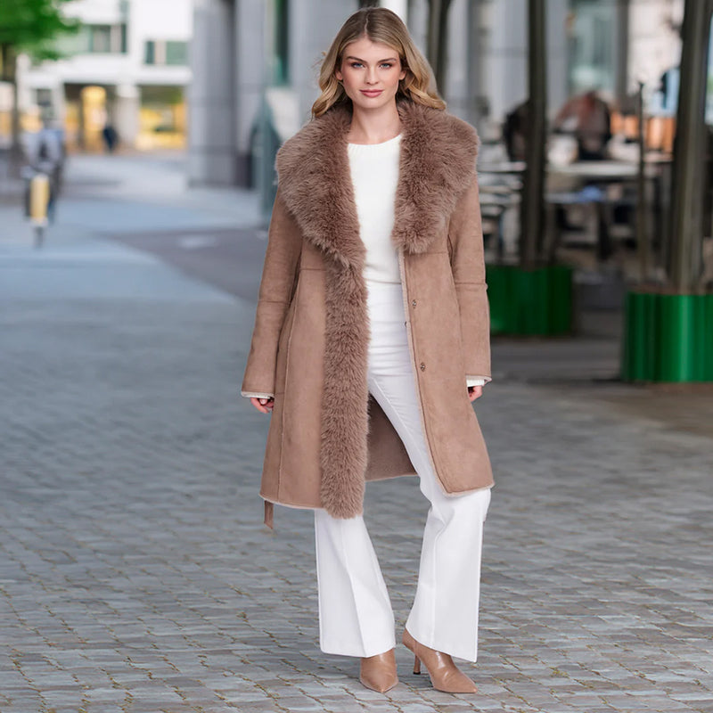 Pia Rossini Chic Longline Faux Suede Isabella Coat | Simons Shoes
