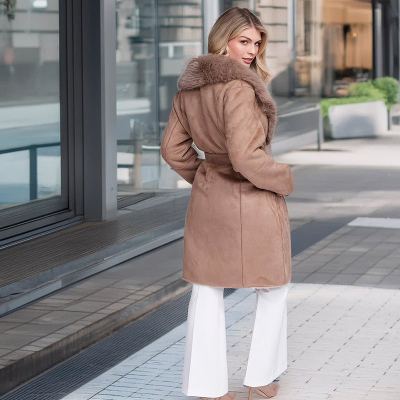 Pia Rossini Chic Longline Faux Suede Isabella Coat | Simons Shoes