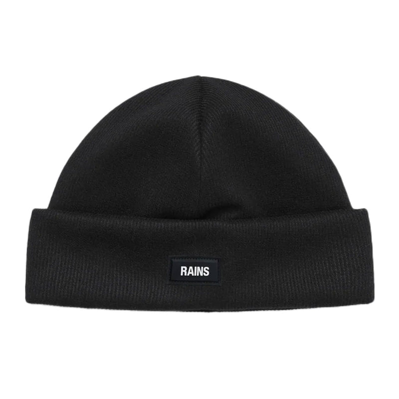 Rains Ribbed Fleece Beanie T1 Mens Clothing Black