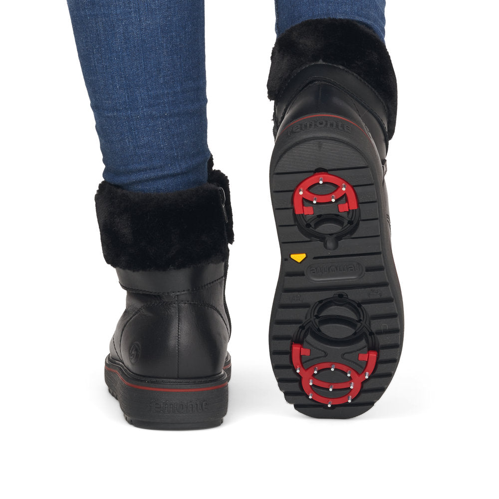 Remonte D0U70 Flip Grip Boot Womens Shoes 01 Black