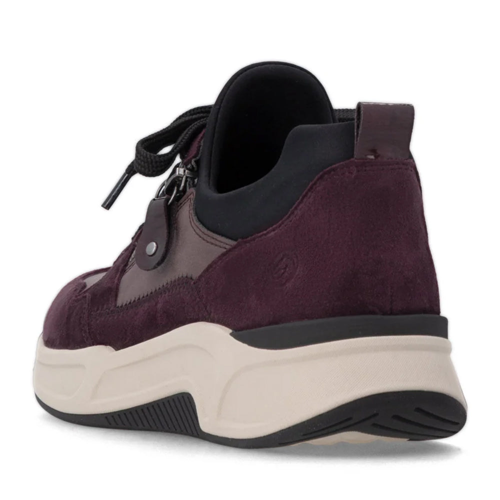 Remonte D3V01 Purple Violet Leather and Suede Sneaker Lace up and Side Zip