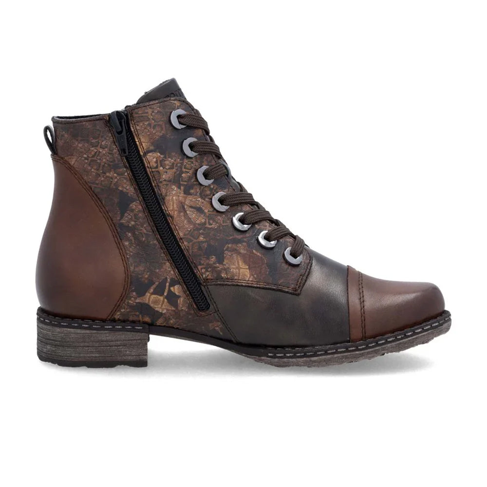 Remonte D4382 Leather Boot with Side Zip and Lace Up