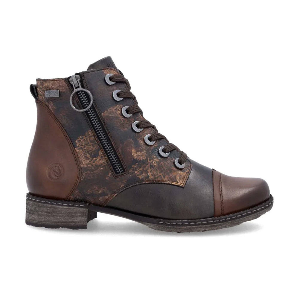 Remonte D4382 Leather Boot with Side Zip and Lace Up