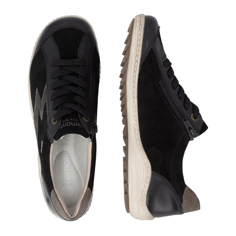 Remonte R1443 Schwarz Brown Black Leather Suede 
