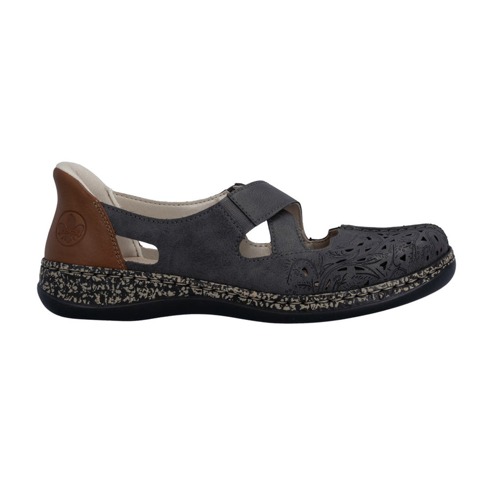Rieker 46352 Womens Shoes Basalt/Cayenne
