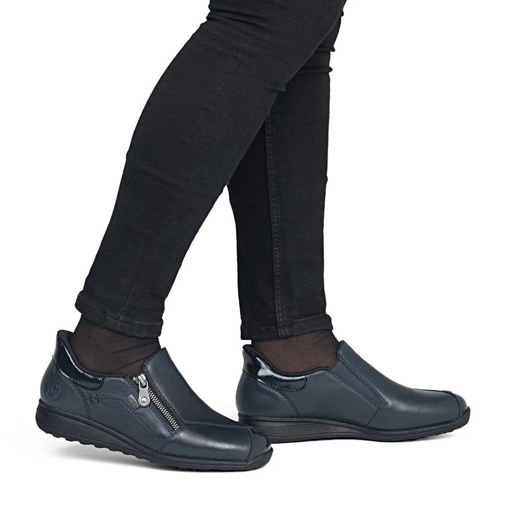 Rieker 47267 Mare Pazifik Ocean Genuine Leather Side Zip Comfort Shoe 